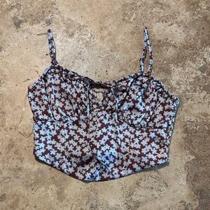 La Hearts Brown and White Floral Camisole